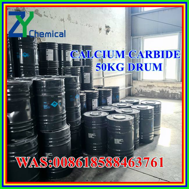 Calcium carbide powder packed in durable industrial drums for export