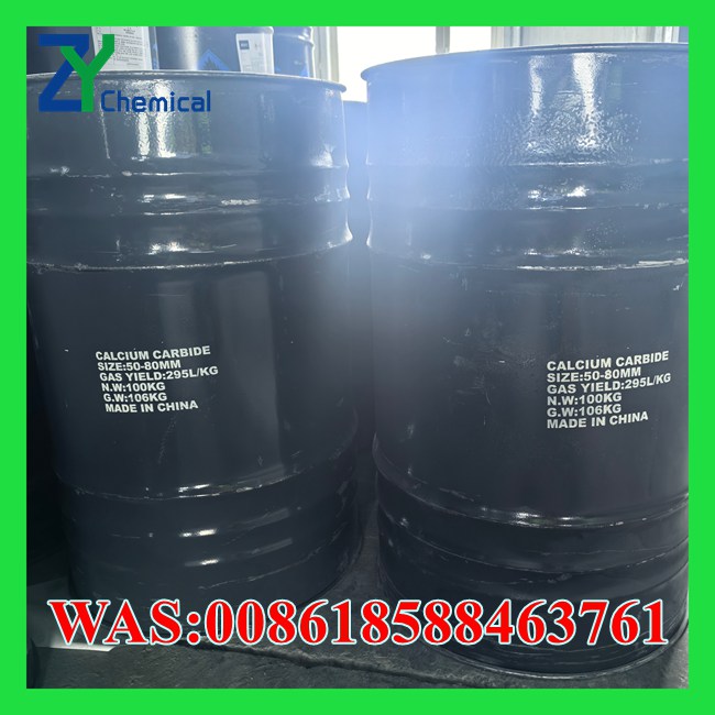 Chinese calcium carbide in 50kg steel drum packaging for export